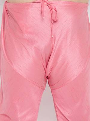 pink and peach silk blend jacket kurta pyjama set 5