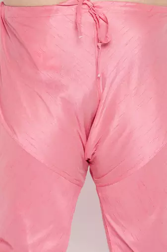 pink and peach silk blend jacket kurta pyjama set