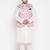 Plus cream and pink silk blend jacket kurta pyjama set