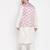 Plus cream and pink silk blend jacket kurta pyjama set