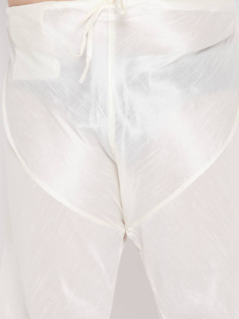 Plus cream and pink silk blend jacket kurta pyjama set