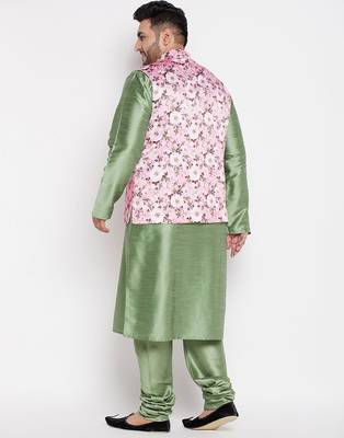 mint green and pink silk blend jacket kurta pyjama set 3