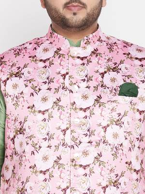 mint green and pink silk blend jacket kurta pyjama set 4
