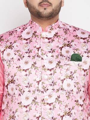 pink silk blend jacket kurta pyjama set 4