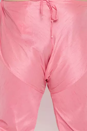 pink silk blend jacket kurta pyjama set