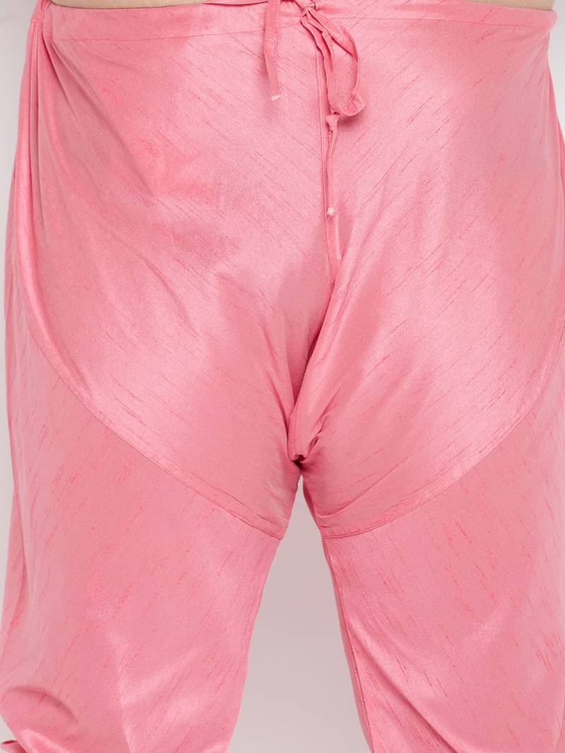 Plus pink silk blend jacket kurta pyjama set