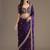purple fendy satin silk blend with sequence work saree with unstitched blouse