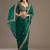 green fendy satin silk blend with sequence work saree with unstitched blouse