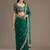 green fendy satin silk blend with sequence work saree with unstitched blouse