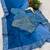 royalblue faux georgette with real mirror work lace border saree with blouse