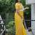 yellow faux georgette with real mirror work lace border saree with blouse