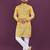 Mustard rayon laheriya digital print crochet work embroidery straight men's kurta pyjama