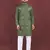 Olive viscose silk sequins embroidery straight men's kurta pyjama