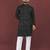 Black viscose silk sequins embroidery straight men's kurta pyjama