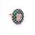 Women green stone-embellished traditional uncut polki adjustable  ring