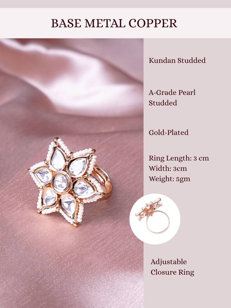 Women star kemp jadau bugadi adjustable ring in dual colors