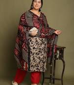 Women's cotton blend abstract printed kurta & pant with dupatta