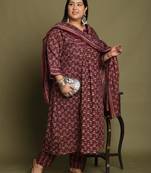 Women's cotton blend jaipuri printed kurta & pant with dupatta