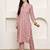 Pink women's cotton jaipuri printed kurta with pant