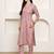 Pink women's cotton jaipuri printed kurta with pant