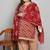 Maroon & beige cotton blend printed ready to wear patiala salwar suit