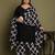 Black cotton blend printed ready to wear patiala salwar suit