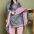 Grey cotton blend printed ready to wear patiala salwar suit