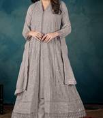 Mauve embroidered georgette stitched pakistani salwar suit