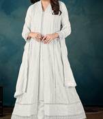 White embroidered georgette stitched pakistani salwar suit