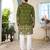 Mehndi green cranchi silk embroidered men's kurta