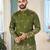 Mehndi green cranchi silk embroidered men's kurta