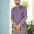 Lavender cranchi silk embroidered men's kurta