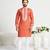 Orange roman silk men's kurta with elegant embroidery work