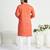 Orange roman silk men's kurta with elegant embroidery work