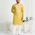 Yellow roman silk men's kurta with elegant embroidery work