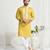 Yellow roman silk men's kurta with elegant embroidery work