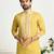 Yellow roman silk men's kurta with elegant embroidery work