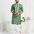 Sea green roman silk men's kurta with elegant embroidery work