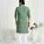 Sea green roman silk men's kurta with elegant embroidery work