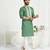 Sea green roman silk men's kurta with elegant embroidery work