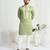 Pastel green roman silk men's kurta with elegant embroidery work