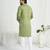 Pastel green roman silk men's kurta with elegant embroidery work