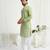 Pastel green roman silk men's kurta with elegant embroidery work