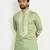 Pastel green roman silk men's kurta with elegant embroidery work