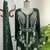 Green Moroccan Stitched Kaftan with Silver Hand Embroidery and Matching Dupatta – Premium Party & Wedding Wear