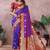violet handloom kalamkari silk blend with zari woven design saree with blouse