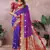 violet handloom kalamkari silk blend with zari woven design saree with blouse