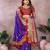 violet handloom kalamkari silk blend with zari woven design saree with blouse