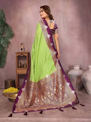 perrot handloom kalamkari silk blend with zari woven design saree with blouse 2