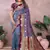 purple handloom kalamkari silk blend with zari woven design saree with blouse